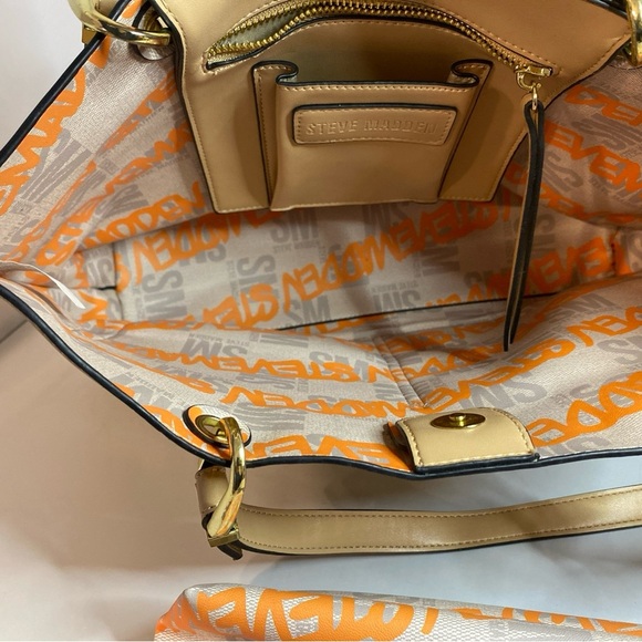 GOOD Steve Madden Tote Purse w/ Small Zipper Bag, Peach - Picture 6 of 11